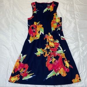 VINCE CAMUTO FLORAL PLEATED BODYCON DRESS